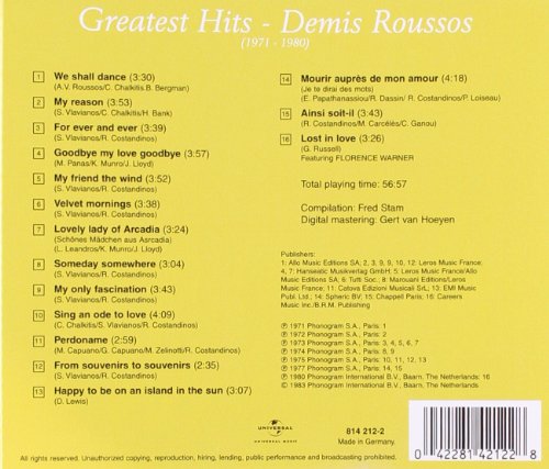 Demis Roussos - Greatest Hits [1971 - 1980] [audioCD]