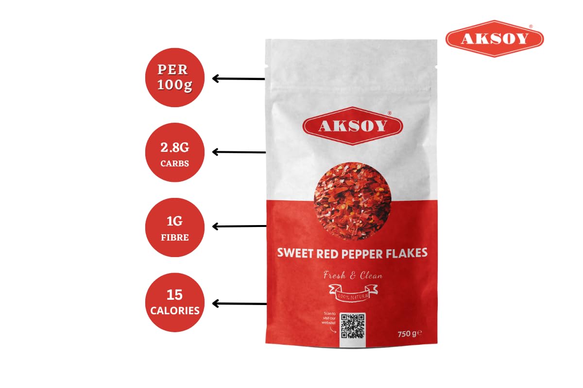 AKSOY Premium Turkish Sweet Red Pepper Flakes (Pul Biber) - 750g Resealable Bag | Mild & Sweet Flavor 9