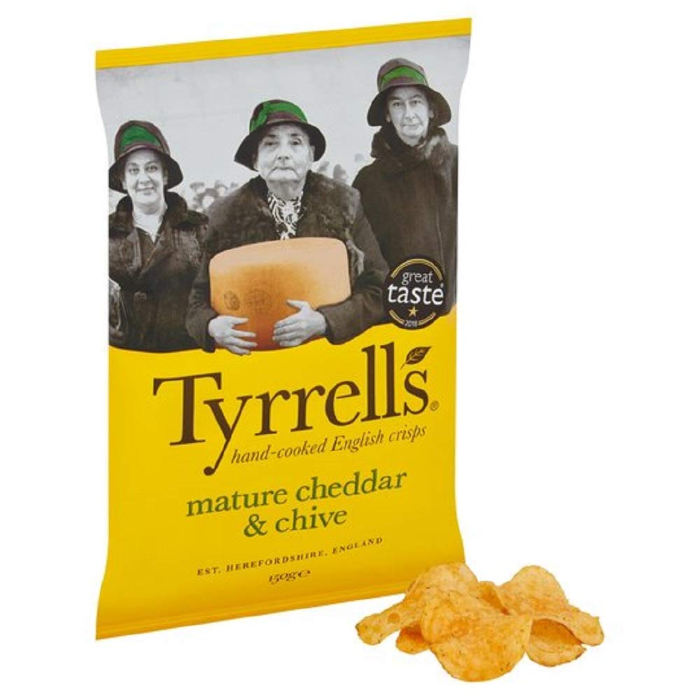 Tyrrells Cheddar Cheese and Chive Crisps - Gluten Free | 150g Bag