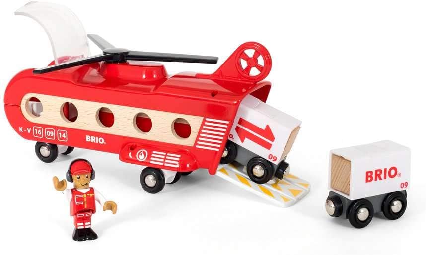 BRIO World Airport Cargo Transport Helicopter Playset with Magnetic Couplings for Ages 3+ 6