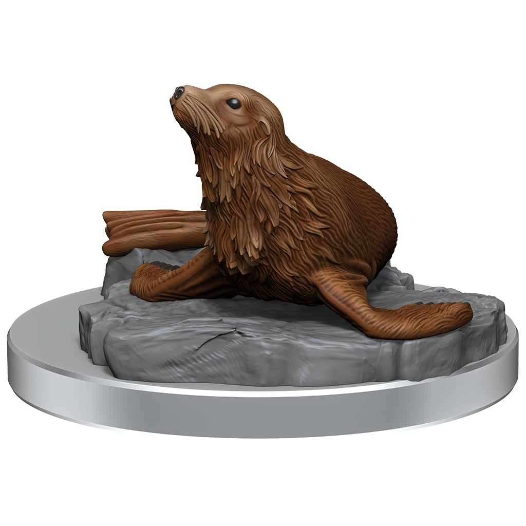 WizKids D&D Nolzurs Marvelous Miniatures: Locathah & Seal (Wave 20) | Plastic | Unpainted 4