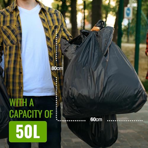 EcoBag Extra Strong Heavy Duty Refuse Sacks - 50 Pack Recyclable Bin Bags 10