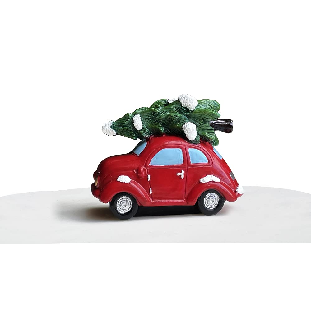 Anniversary House Bringing Home The Tree Resin Cake Topper - Festive Car & Tree Design | 4.7 x 6 cm