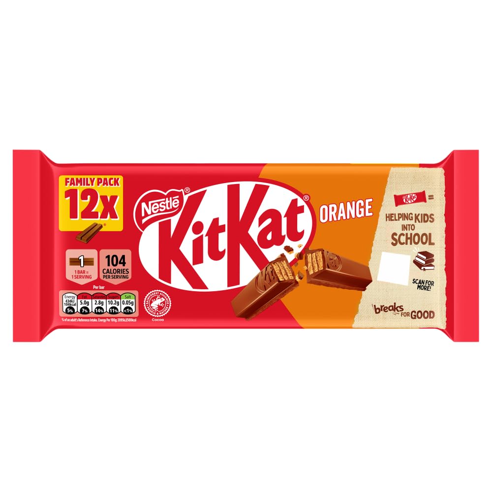 KitKat 2 Finger Orange Flavoured Milk Chocolate Biscuit Bar Multipack, 12 x 20.7g 1
