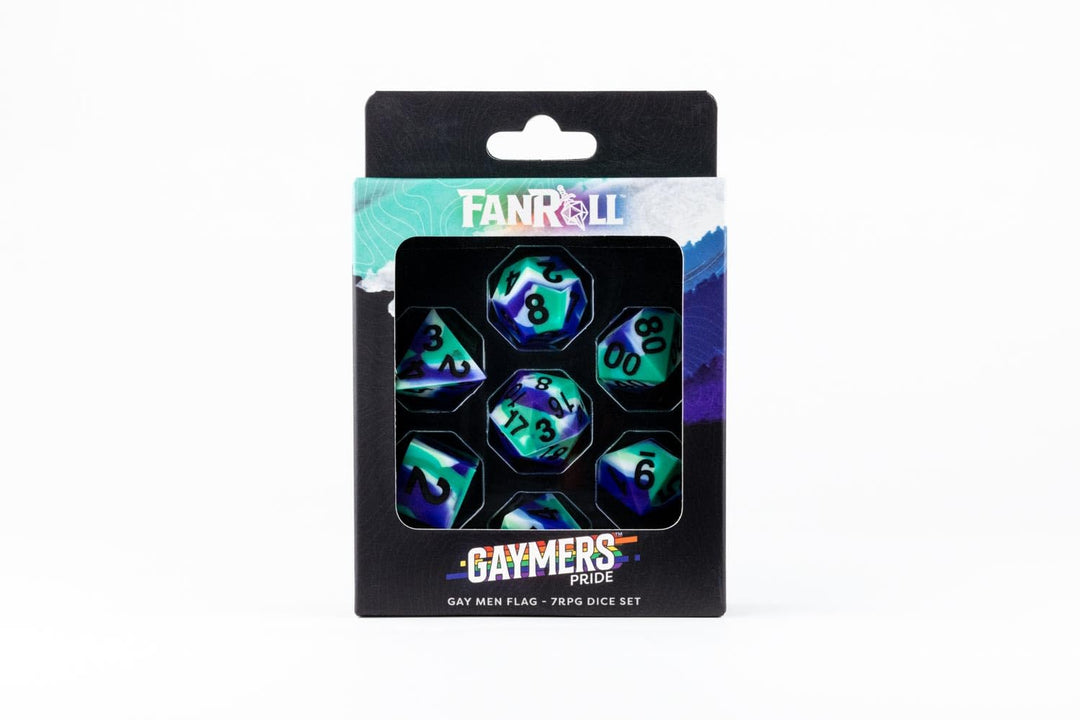 Metallic Dice Games FanRoll 16mm Pride Sharp Edge Silicone Rubber Polyhedral Dice Set