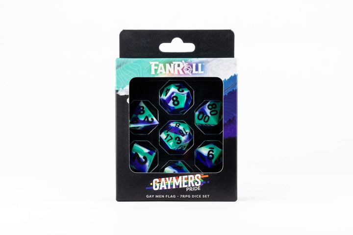Metallic Dice Games FanRoll 16mm Pride Sharp Edge Silicone Rubber Polyhedral Dice Set