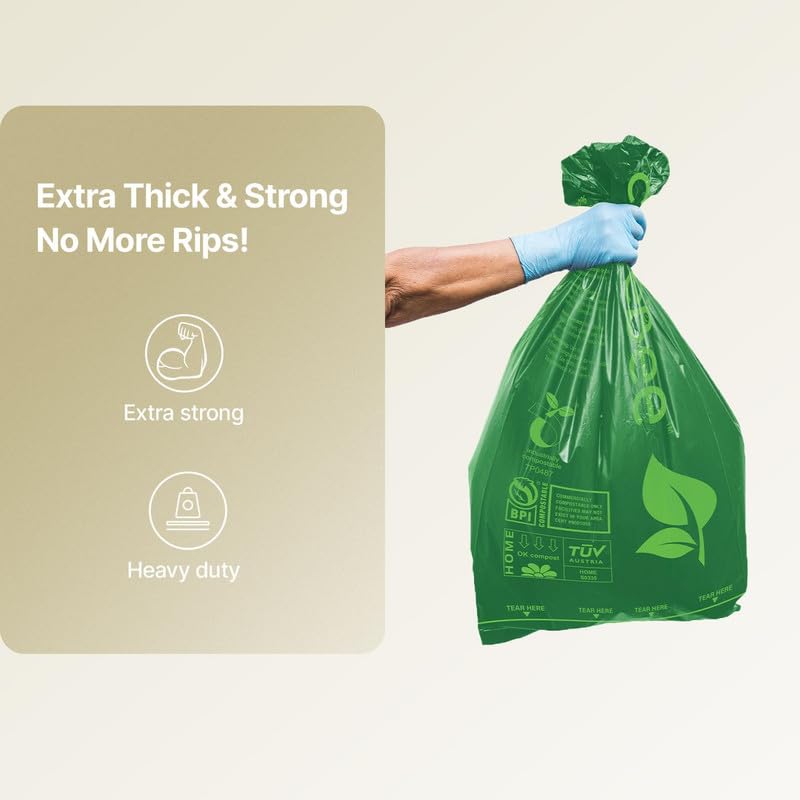 CareBee Biodegradable Kitchen Bin Bags - 120 Count, 8L Capacity, Compostable & Leak-Proof 7