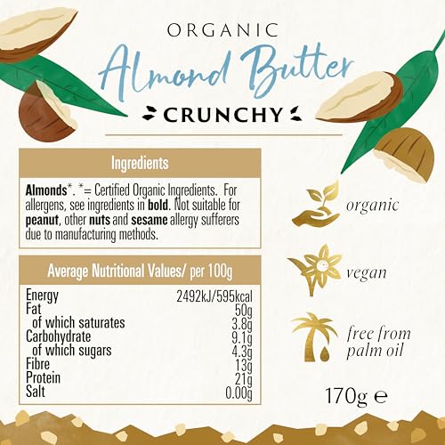 Biona Organic Crunchy Almond Butter 170g (Pack of 6)