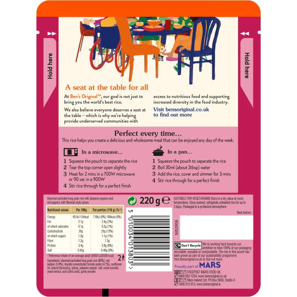 Ben's Original Mexican Style Microwave Rice, 6 x 220g Pouches