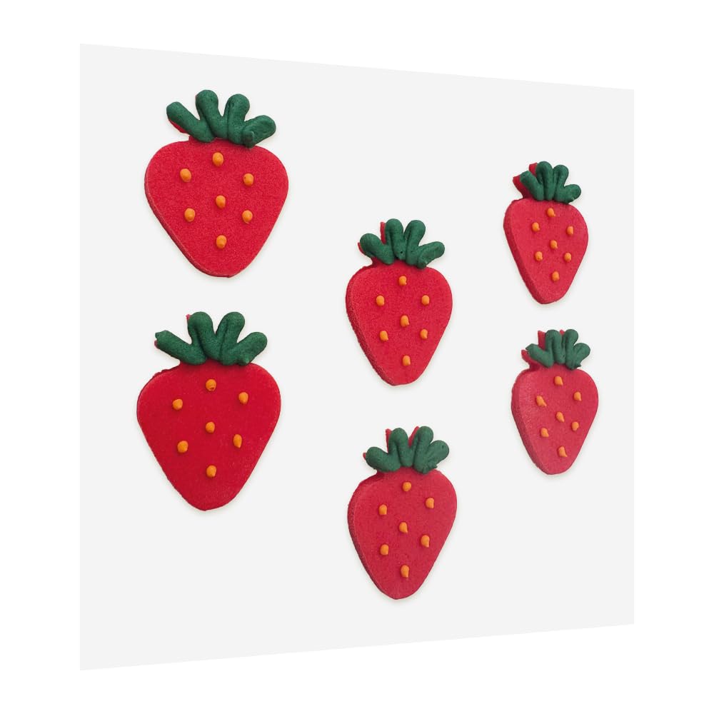 Anniversary House Hand-made Strawberry Flavoured Sugarcraft Cake Toppers | 6 Count | Red 1