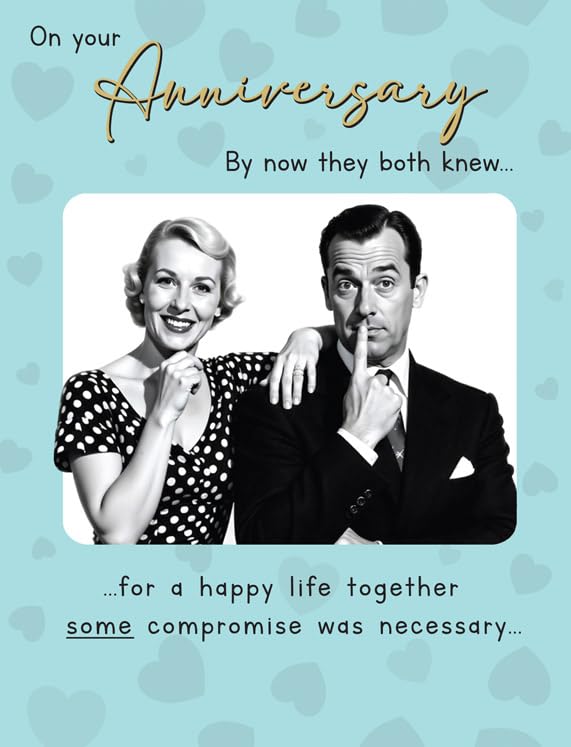 Piccadilly Greetings Anniversary Card - Humorous B&W Photo Design | 8 x 6 Inches 1