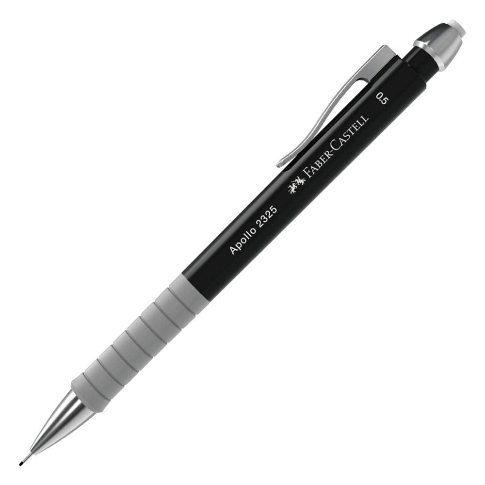 Faber-Castell Apollo 0.5mm Mechanical Pencil - Black | Ergonomic Grip | Cushioned Lead 3