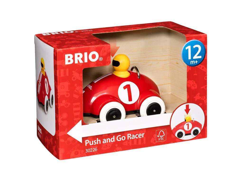 BRIO Push & Go Racer Toddler Toy - Multicoloured Wooden Infant Push-Along Car for Ages 12 Months and Up