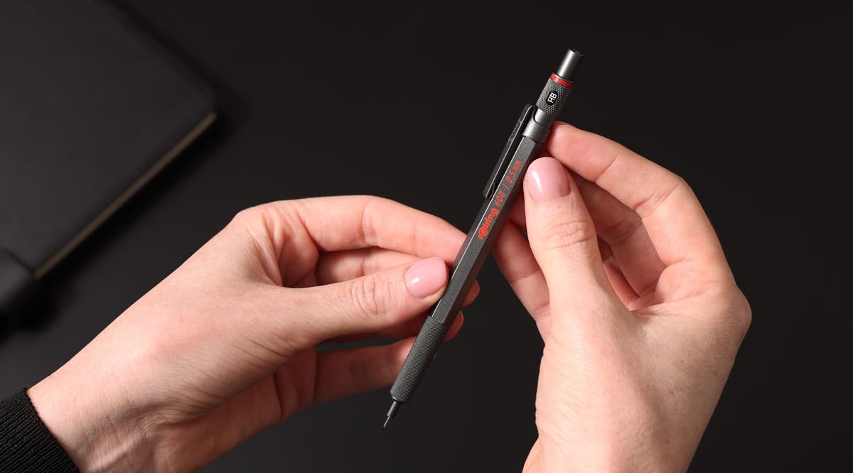 rOtring 600 Ballpoint Pen - All-Metal Body | Medium Point Black Ink | Knurled Grip