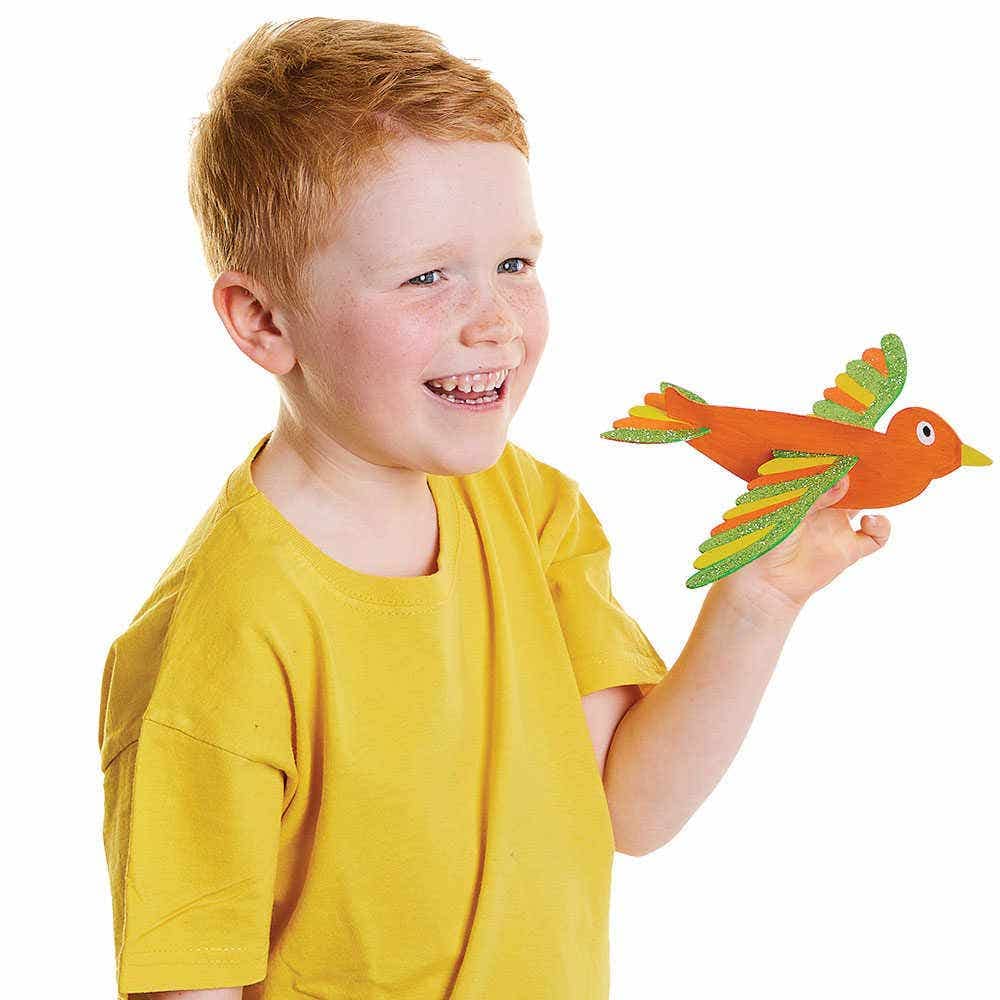 Baker Ross FC704 Bird Wooden Gliders Craft Kit - Pack of 8 | 1.3mm Plywood | 20cm Long 3