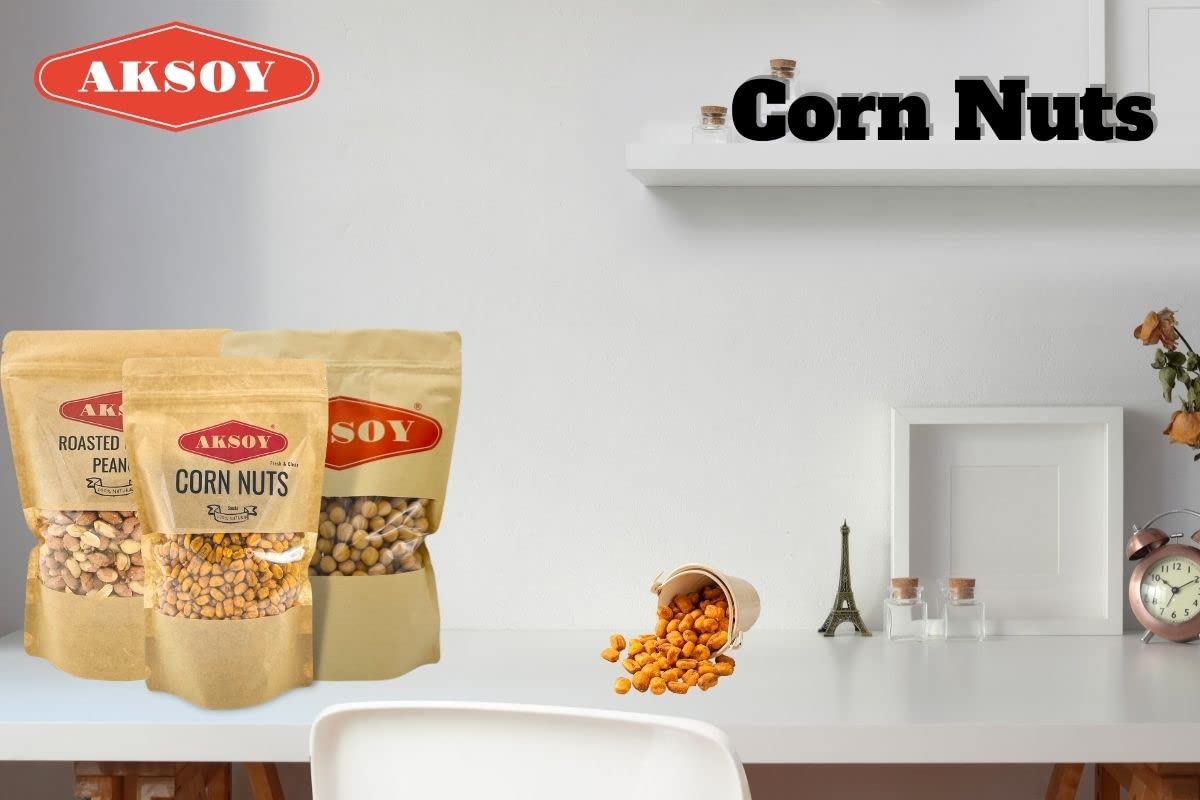 AKSOY Natural Craving Salted and Roasted Corn Nuts - Heart-Healthy Snack | 500g Resealable Bag 5
