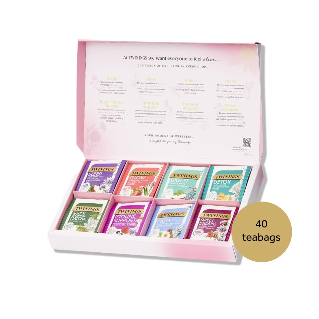 Twinings Superblends Collection Gift Box - 40 Tea Bags in 8 Organic Herbal & Green Infusions 3