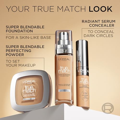 L’Oréal Paris True Match Hydrating Liquid Foundation - Skincare Infused with Hyaluronic Acid, SPF 16, 2W Golden Almond, 30 ml 10