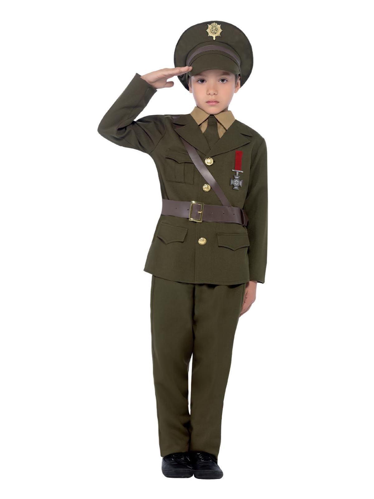 Smiffys Boys Army Officer Costume - World War II Dress Up for Ages 7-12