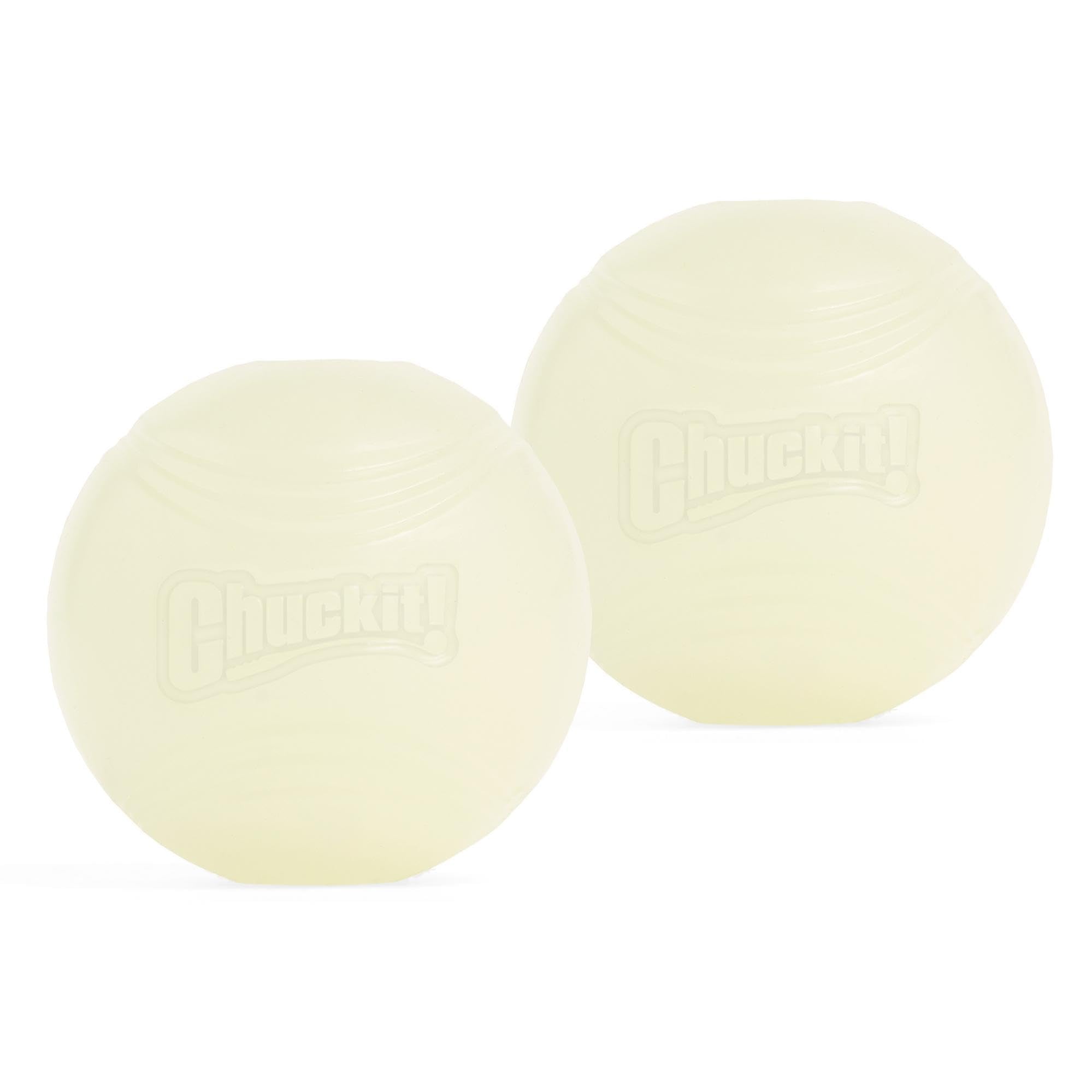 Chuckit! Max Glow Ball Medium 2 Pack - 6 cm Diameter Light Up Dog Toy