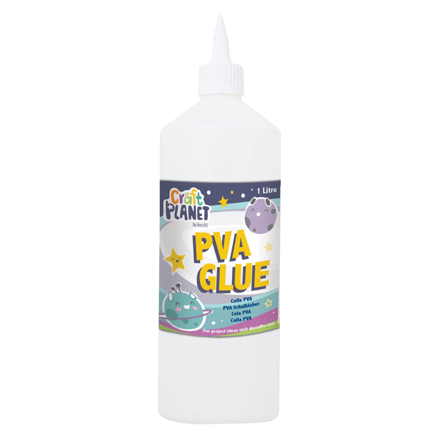 Craft Planet - 1 Litre Strong Tacky PVA All Purpose Glue for Paper, Wood & Craft Materials