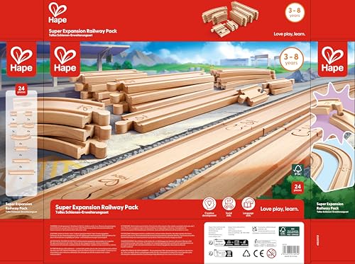 Hape E3707 Super Expansion Rail Pack - Wooden Train Track Accessory for Building Sets 13