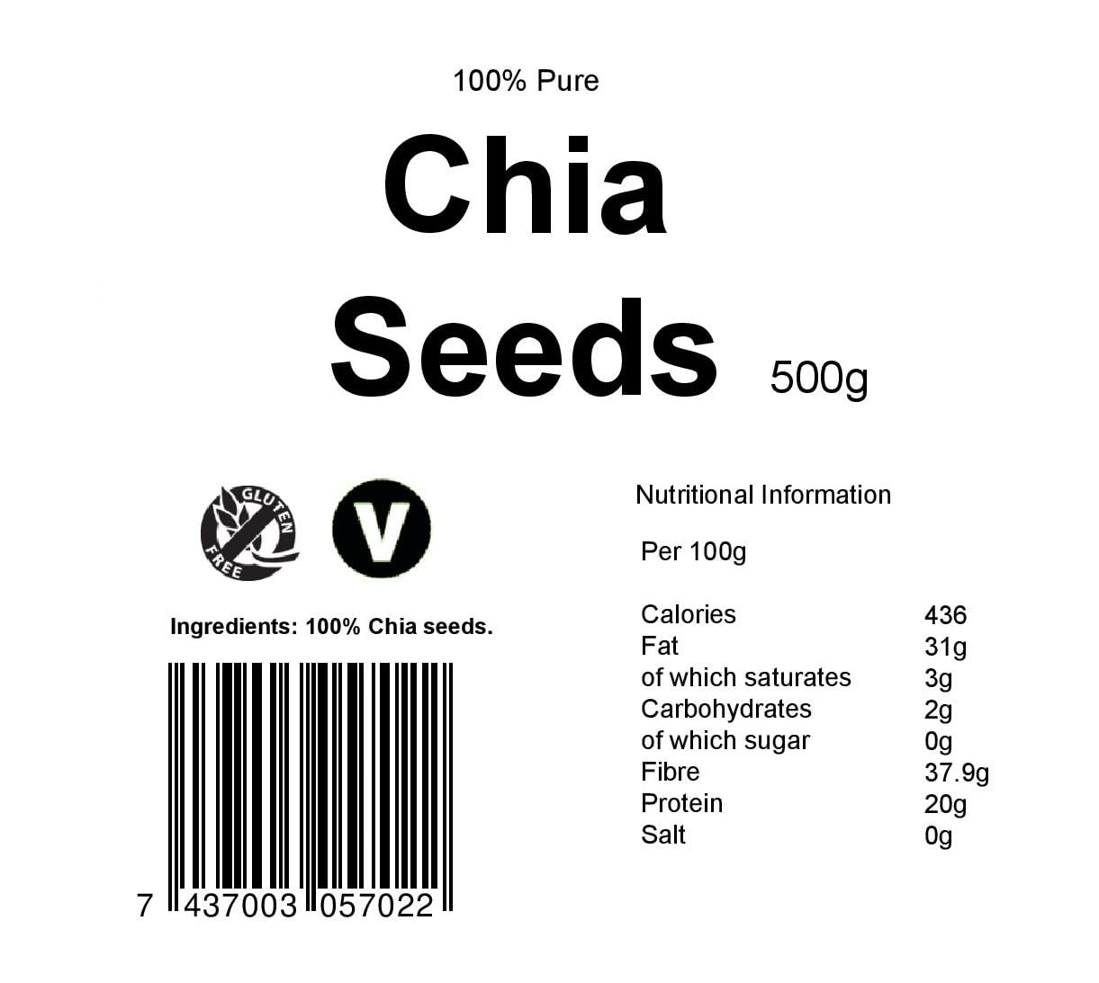 yourhealthstore Raw Chia Seeds - High Fibre & Protein | Vegan | 500g 3