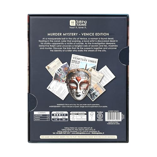 Talking Tables Murder Mystery Venice Edition Game | 1-4 Players | Ages 16+ | Mystery Genre