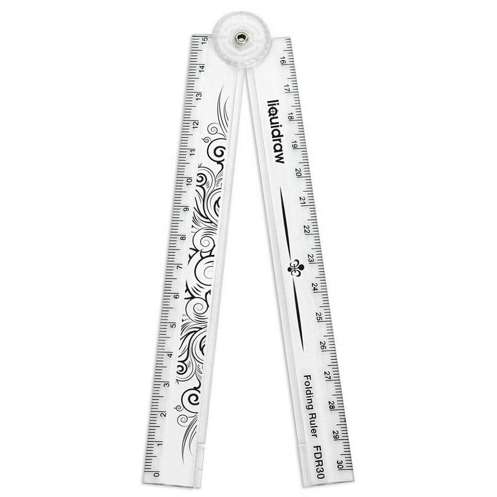 Liquidraw Folding Ruler - 30cm Graduated, Clear Plastic, Foldable to 15cm | Model FDR30