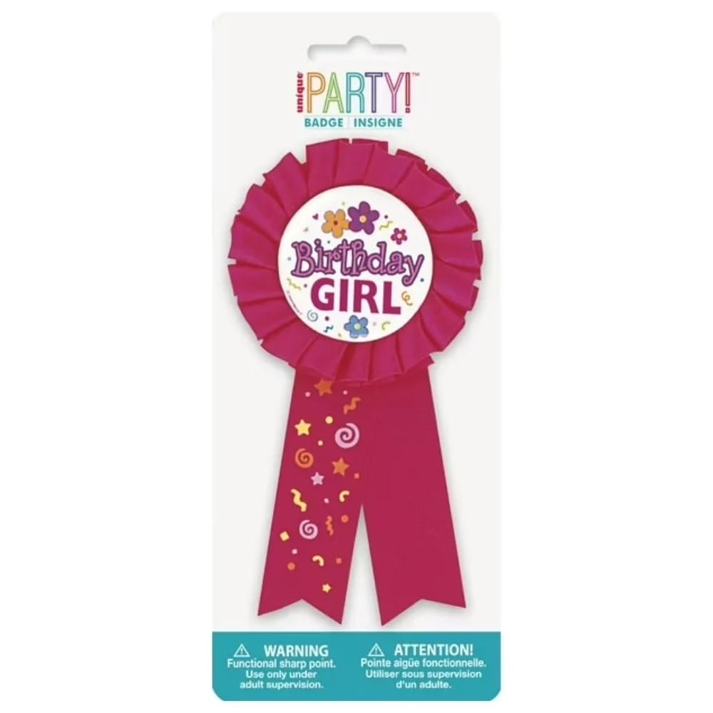 Unique Party Birthday Girl Rosette Award Badge - Multicolor Polyester | 1 Count 4