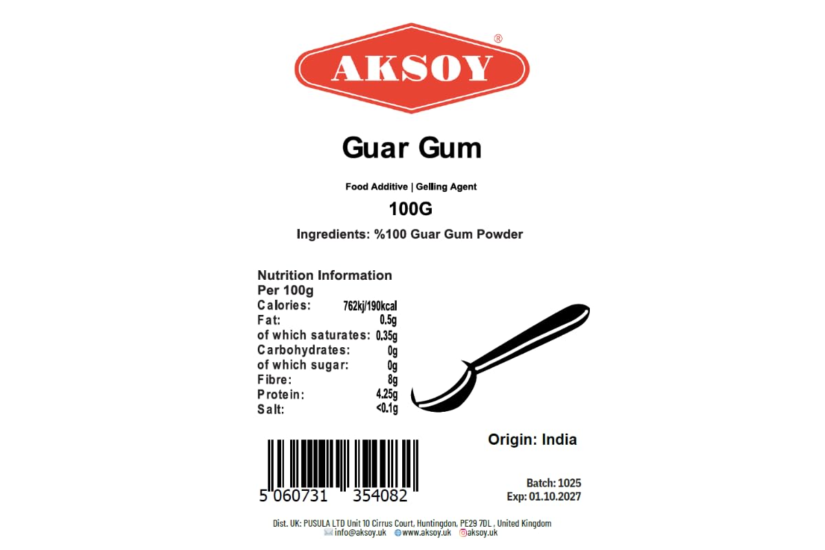 AKSOY Guar Gum Powder - Natural Thickener & Stabiliser | 100g Fine Powder | Vegan 2