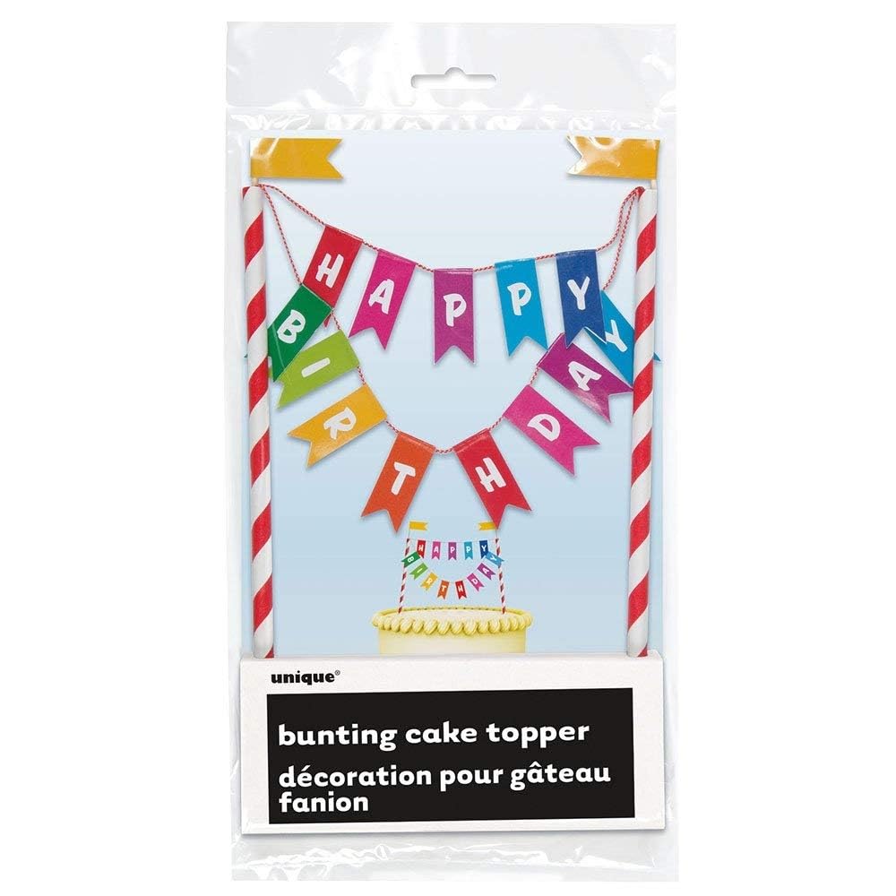 Unique Rainbow Birthday Cake Bunting Topper - Plastic, 15cm High x 20cm Wide | For Girls' Parties 3
