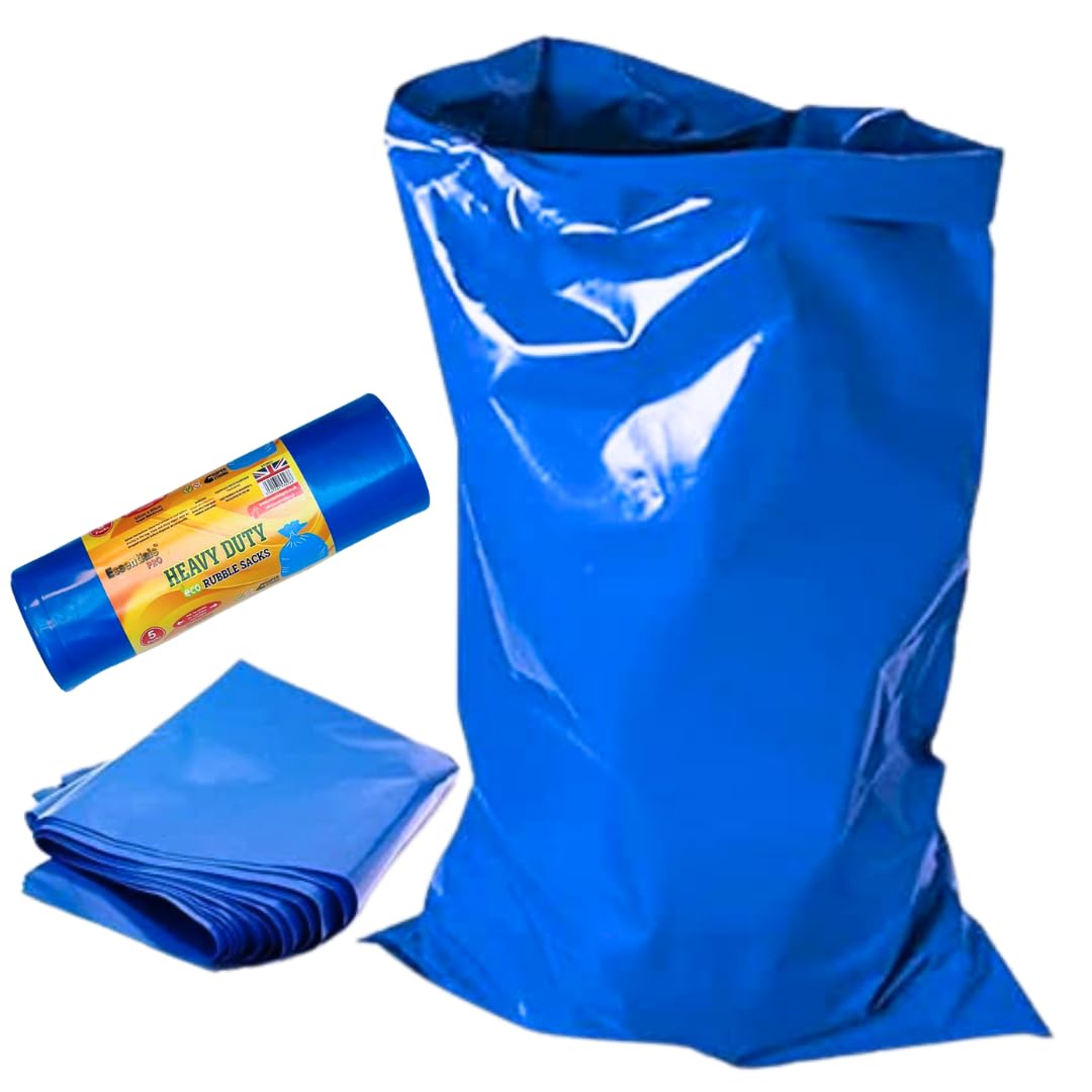 HomeSmith XLarge Heavy Duty Blue Rubble Sacks | 30kg Capacity | Leakproof Plastic Bags 1