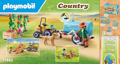 Playmobil 71442 Country Tractor with Trailer and Water Tank Playset - Farm Harvest Adventure for Kids 15