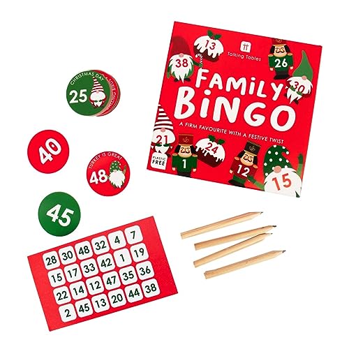 Talking Tables Christmas Family Bingo Game with Festive Red, Green, Gold & Silver Design 8
