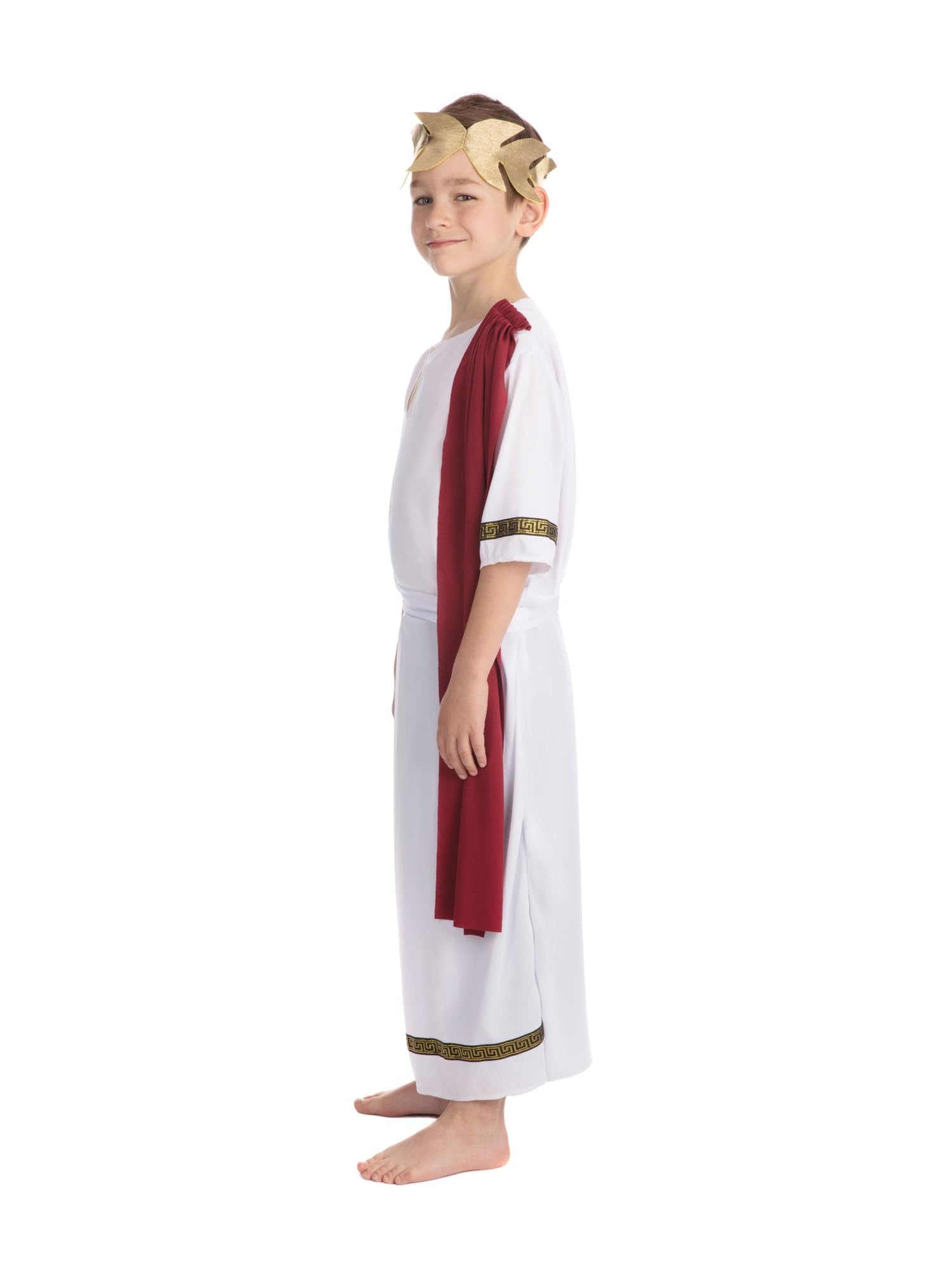Bristol Novelty Roman Toga Costume - White and Red for Kids Ages 4-14 4