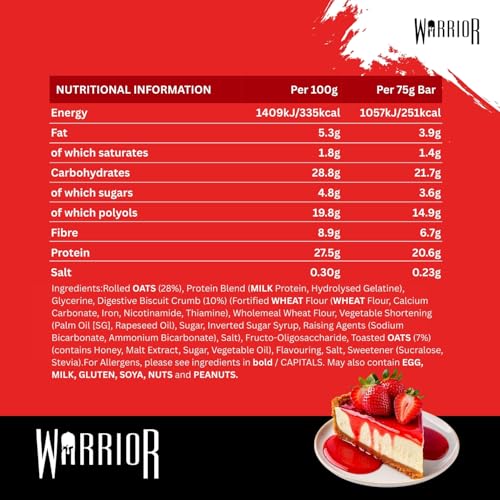 Warrior RAW Protein Bars – 12 x 75g Chewy Oat Flapjacks – High Protein, Low Sugar, High Fibre 6