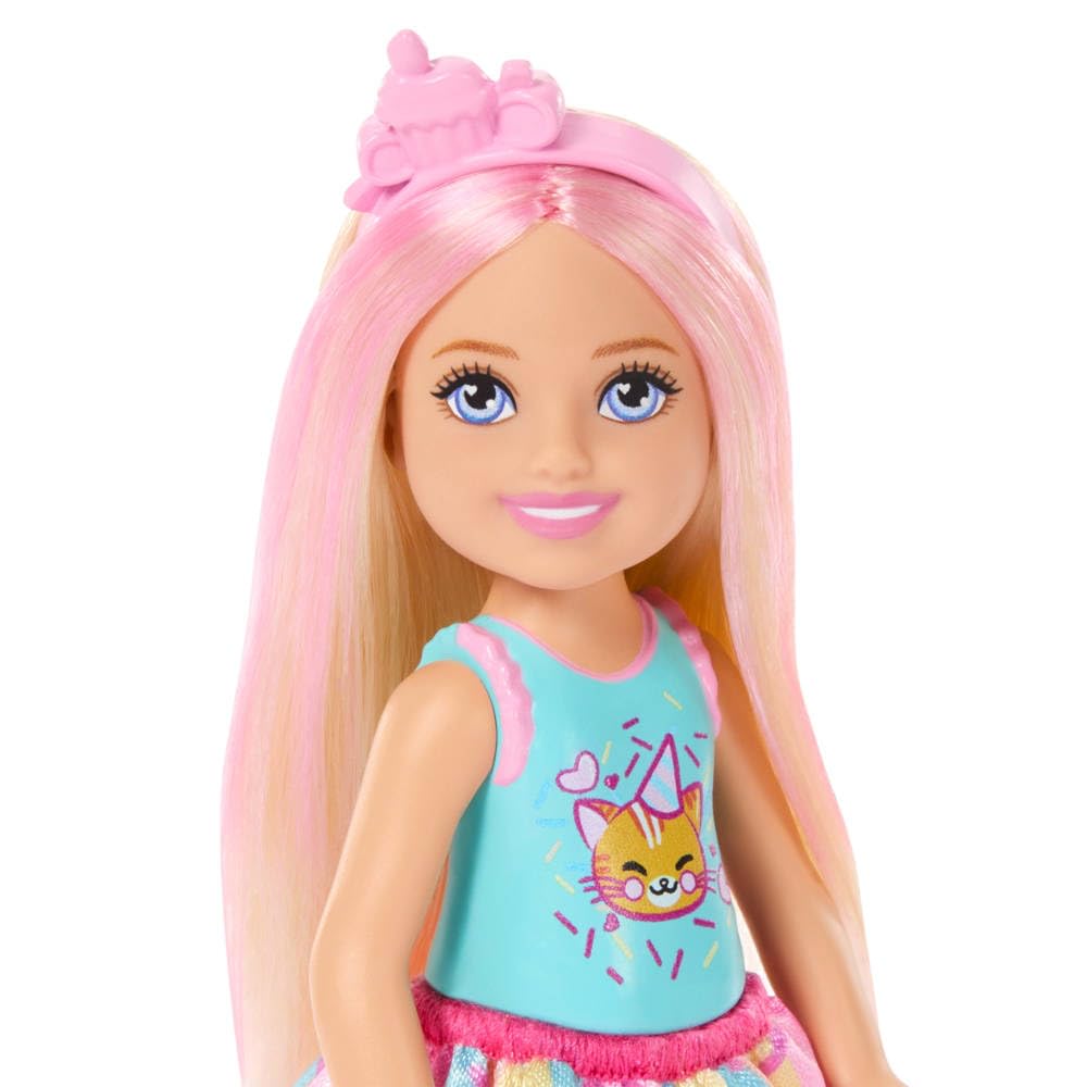 Barbie Club Chelsea 6-Inch Birthday-Themed Doll with Pink-Streaked Hair & Party Accessories 3