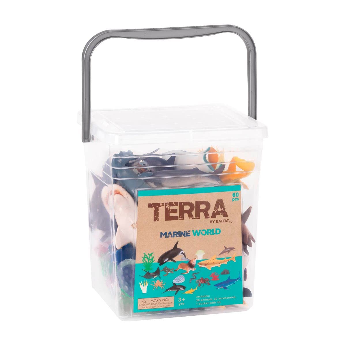 Terra by Battat Marine World Ocean Animal Toy Set - 60 Pieces | Realistic Figures | Ages 3+
