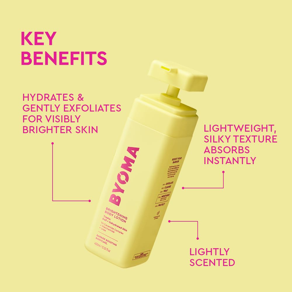 BYOMA Brightening Body Lotion - 400ml | Hydrates & Brightens | Evens Skin Tone 3