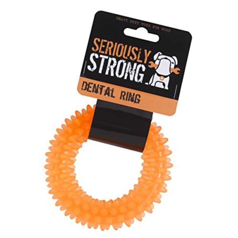 Petface Seriously Strong Dental Ring Dog Toy - Durable Chew Toy | Orange | Portable
