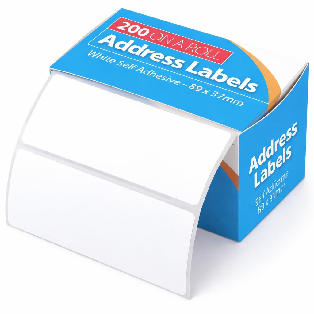 1ABOVE Address Labels - Self-Adhesive White Labels, 89mm x 37mm, 200 Labels per Roll 1