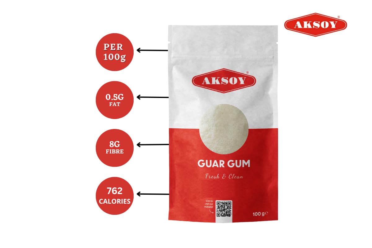 AKSOY Guar Gum Powder - Natural Thickener & Stabiliser | 100g Fine Powder | Vegan 4