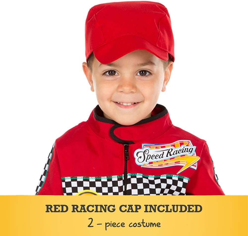 PRETEND TO BEE Racing Driver Costume - Kids Red Racing Cap and Accessory Set