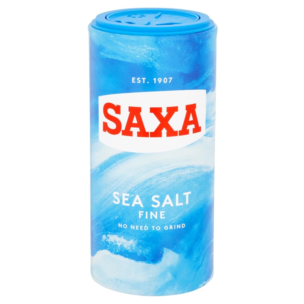 Saxa Fine Sea Salt - Premium Seasoning | Fine Texture | 350 g Drum