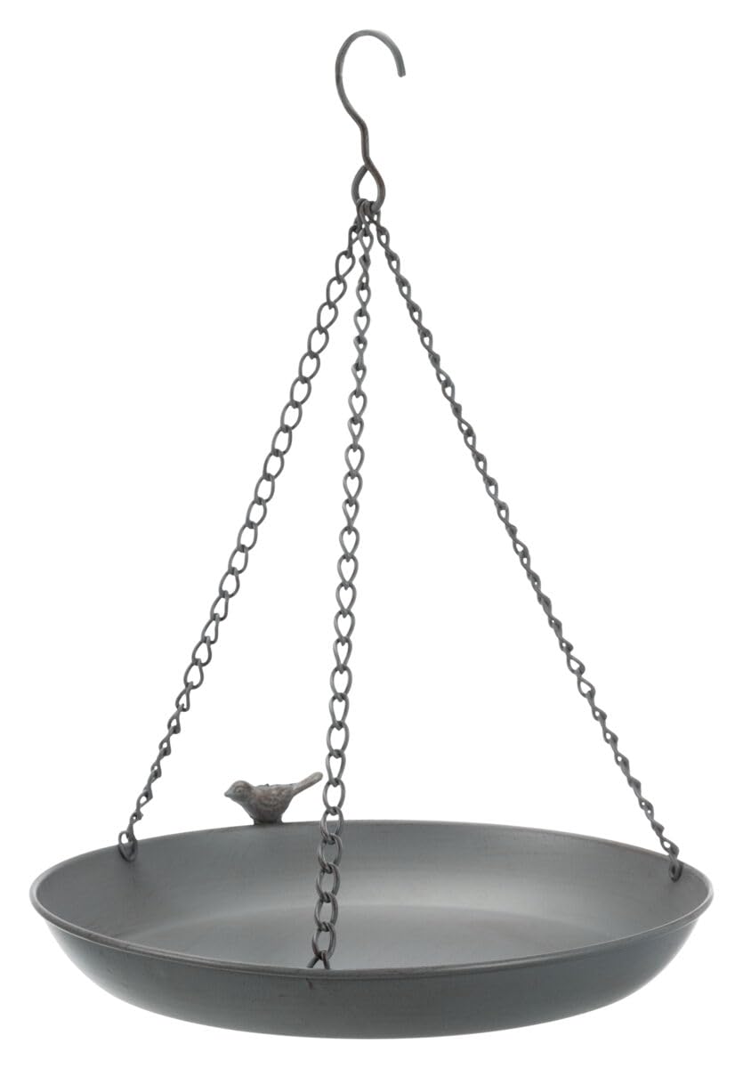 TRIXIE Hanging Bird Bath Metal 2200 ml Diameter 30 cm Grey | Rust Resistant