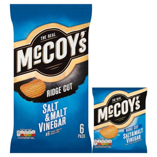 McCoys Salt & Malt Vinegar Ridges Crisps 6 Pack - Iconic Ridged Crisp with Unmistakable Crunch 7