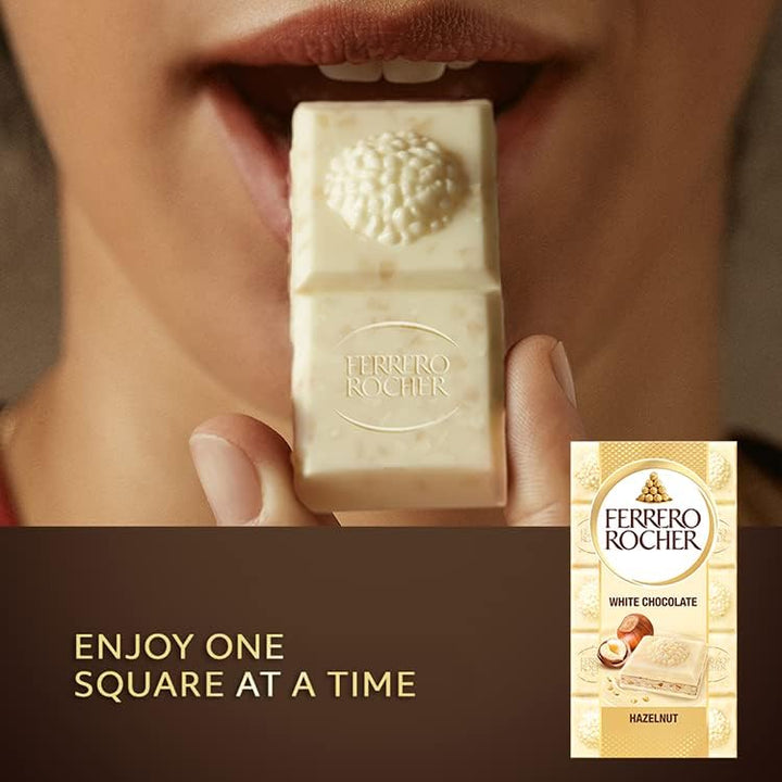 Ferrero Rocher White Chocolate Bar with Crunchy Hazelnuts - Chocolate Gift Snack 90g