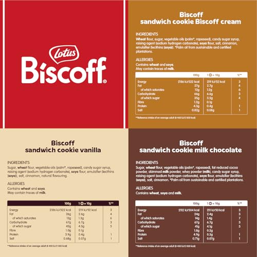 Lotus Biscoff - Sandwich Biscuits Variety Pack - 3 Flavours - 6 Rolls (90 Cookies)