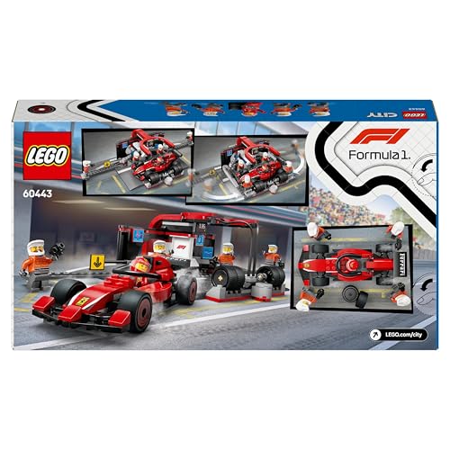 LEGO City F1 Pit Stop & Pit Crew with Ferrari Car Toy - 322-Piece Building Set for Ages 6+ 12